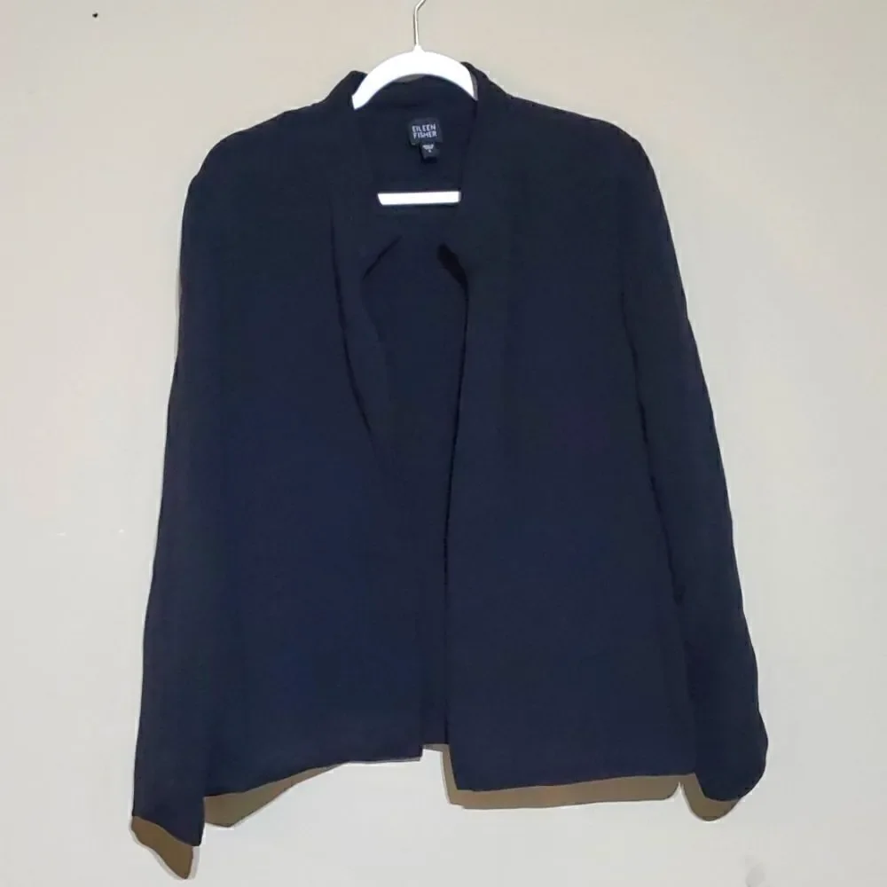 ‎EILEEN FISHER Black Open Front Jacket - Size Large